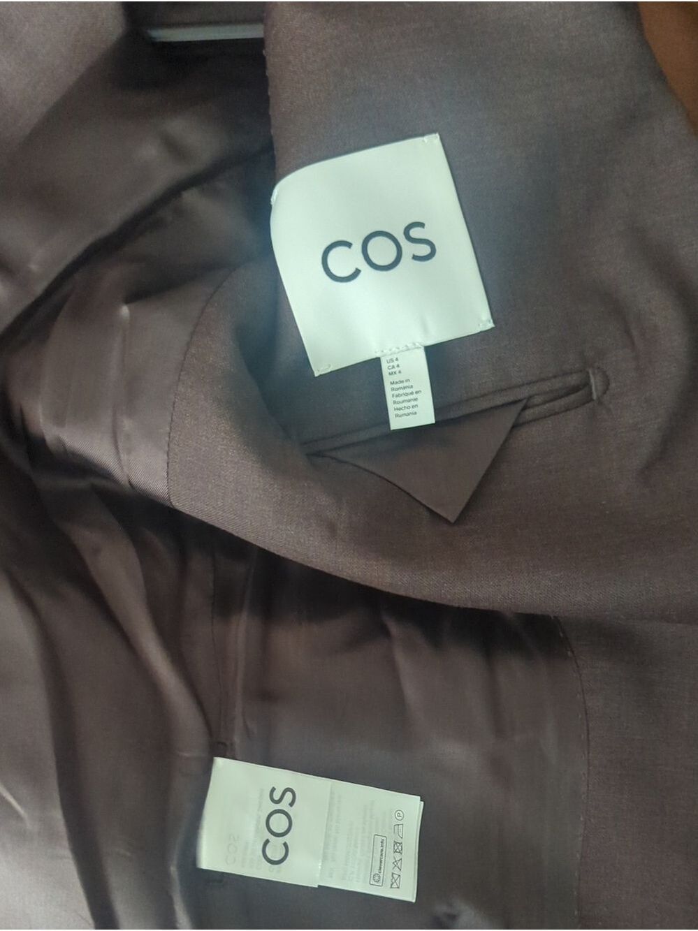 COS Double-Breasted Brown Blazer Jacket - Women's Tailored Coat - Picture 9 of 14